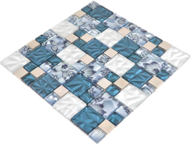 Mosaïque de verre Carreaux de mosaïque acier gris anthracite bleu mur carrelage cuisine salle de bain