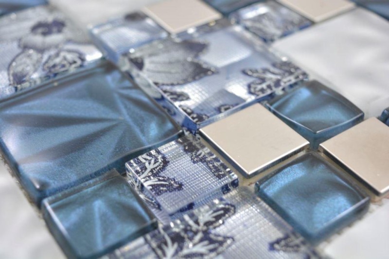 Mosaïque de verre Carreaux de mosaïque acier gris anthracite bleu mur carrelage cuisine salle de bain