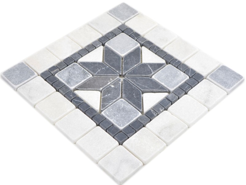 Pierre naturelle à incruster Décor blanc marbré gris clair anthracite Travertin Sol Mur Cuisine Carrelage Salle de bains WC - MOSDEKO58