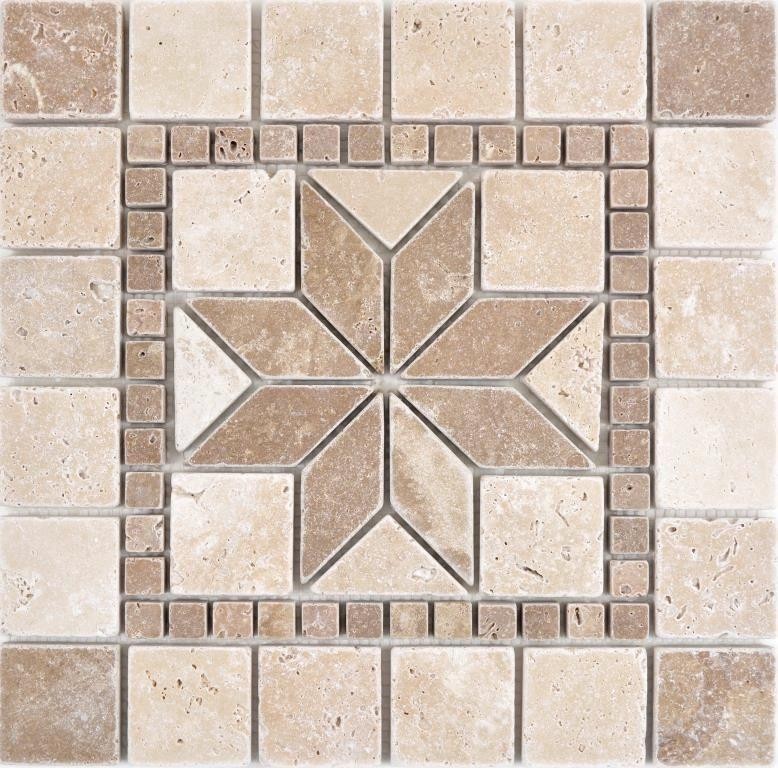Pierre naturelle à incruster Décor beige crème noyer brun Travertin Carreau mosaïque mur sol cuisine salle de bain WC sauna - MOSDEKO69