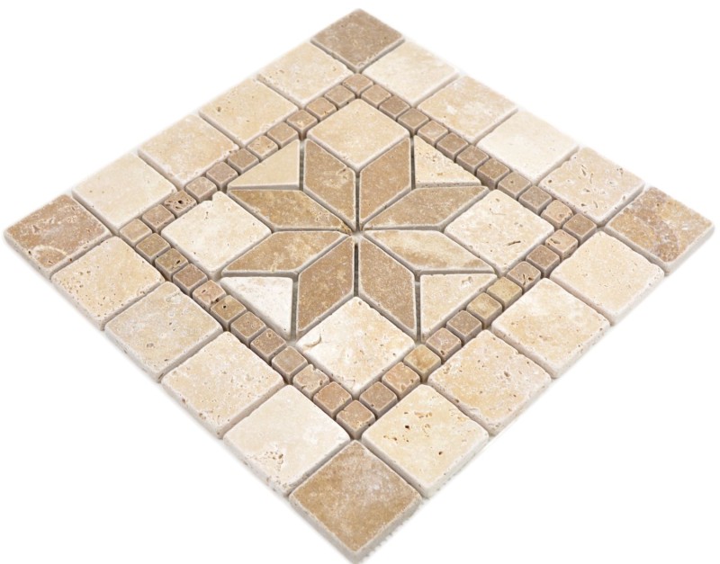 Pierre naturelle à incruster Décor beige crème noyer brun Travertin Carreau mosaïque mur sol cuisine salle de bain WC sauna - MOSDEKO69