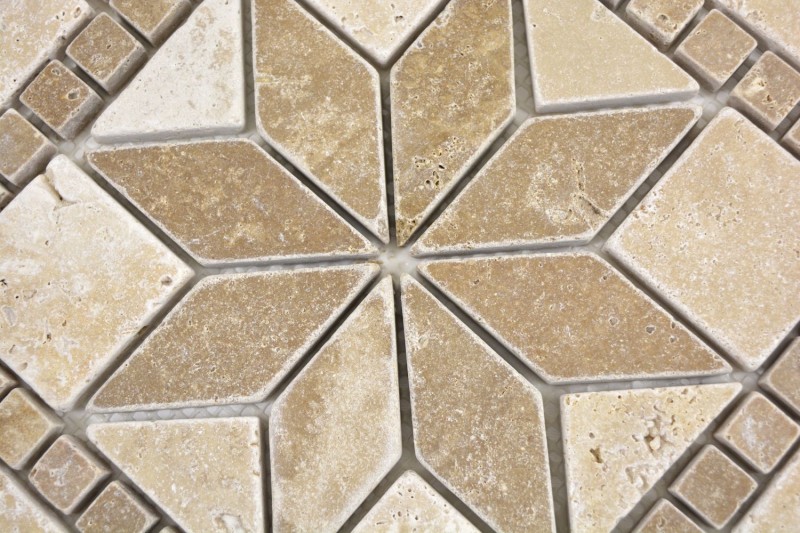 Pierre naturelle à incruster Décor beige crème noyer brun Travertin Carreau mosaïque mur sol cuisine salle de bain WC sauna - MOSDEKO69