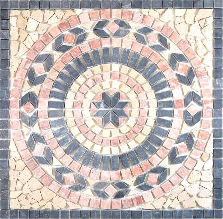 XL insert décor pierre naturelle rossoverona travertin beige noir anthracite carreau mosaïque mur sol cuisine - MOSDEKO45