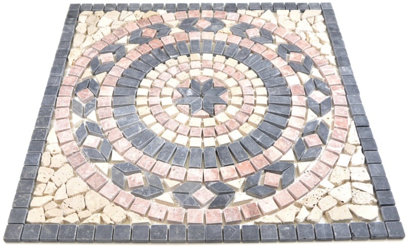 XL insert décor pierre naturelle rossoverona travertin beige noir anthracite carreau mosaïque mur sol cuisine - MOSDEKO45