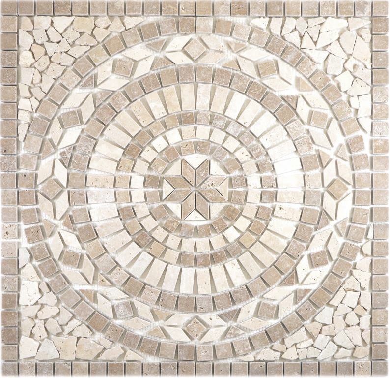 XL encastrement pierre naturelle travertin beige clair crème brun noix carreau mosaïque sol cuisine mur salle de bain sauna - MOSDEKO68