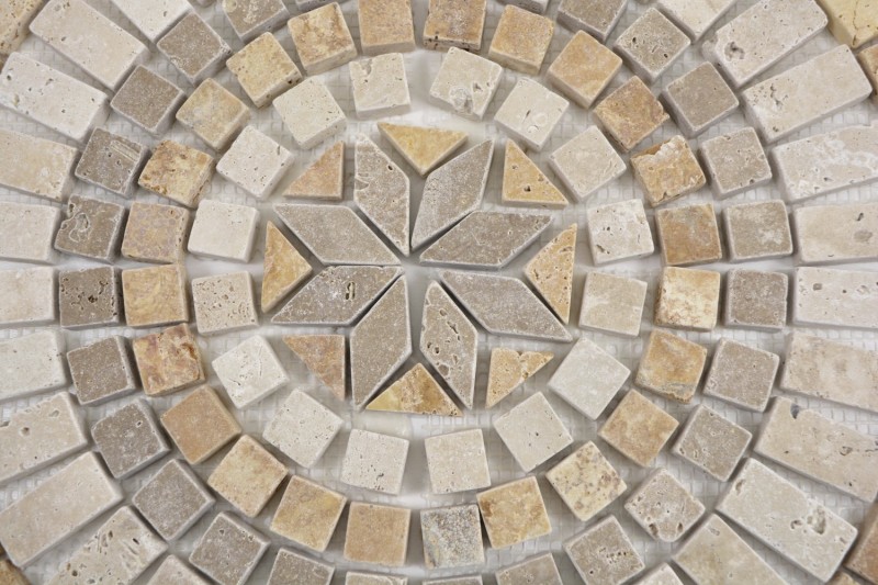XL encastrement pierre naturelle jaune or beige clair noyer brun travertin carreau mosaïque sol cuisine mur salle de bain sauna - MOSDEKO79