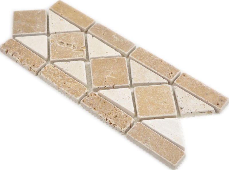 Travertin Pierre naturelle Bordures beige crème brun chocolat noyer mur sol douche salle de bain cuisine sauna - MOSBor-0246