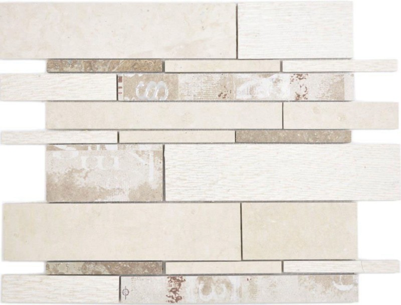 Marbre Mosaïque Mosaïque céramique beige marron Carreau mural Miroir salle de bain - MOS180-B03STB