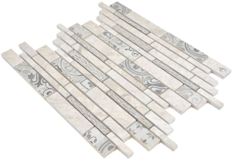 Marbre Mosaïque Mosaïque céramique gris cream Carreau de mur carrelage - MOS180-C0727G