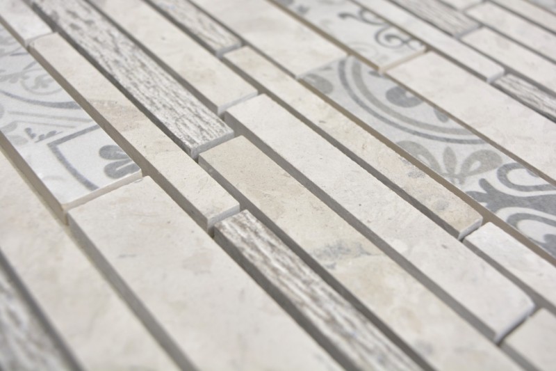 Marbre Mosaïque Mosaïque céramique gris cream Carreau de mur carrelage - MOS180-C0727G