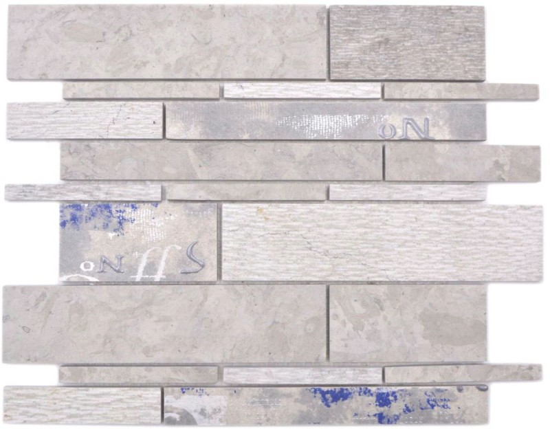 Marbre Mosaïque Mosaïque céramique gris clair avec bleu Carreau mural Carrelage - MOS180-C07STG
