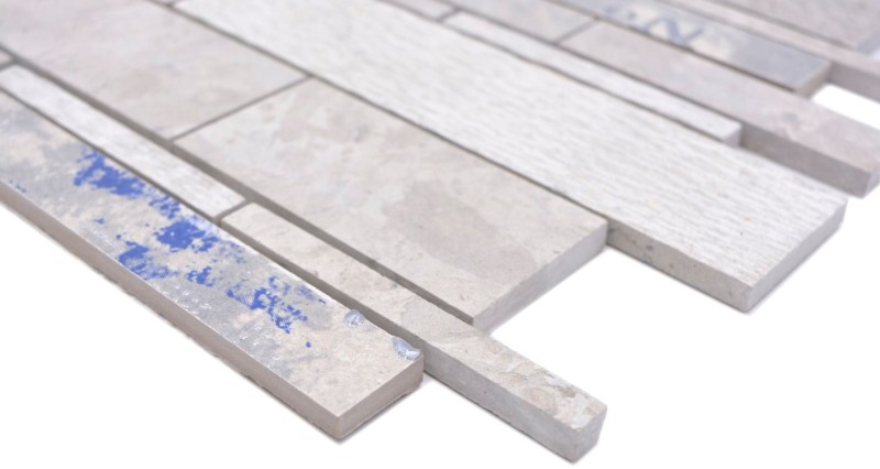 Marbre Mosaïque Mosaïque céramique gris clair avec bleu Carreau mural Carrelage - MOS180-C07STG