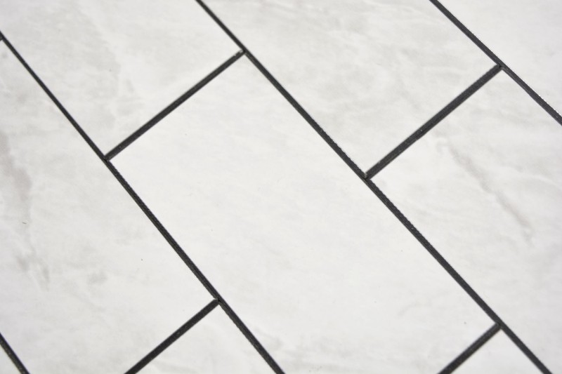 vinyle autocollant mosaïque aspect pierre blanc cream optique Carrara Subway carreau de mosaïque mur carrelage cuisine salle de bain MOS200-CLG