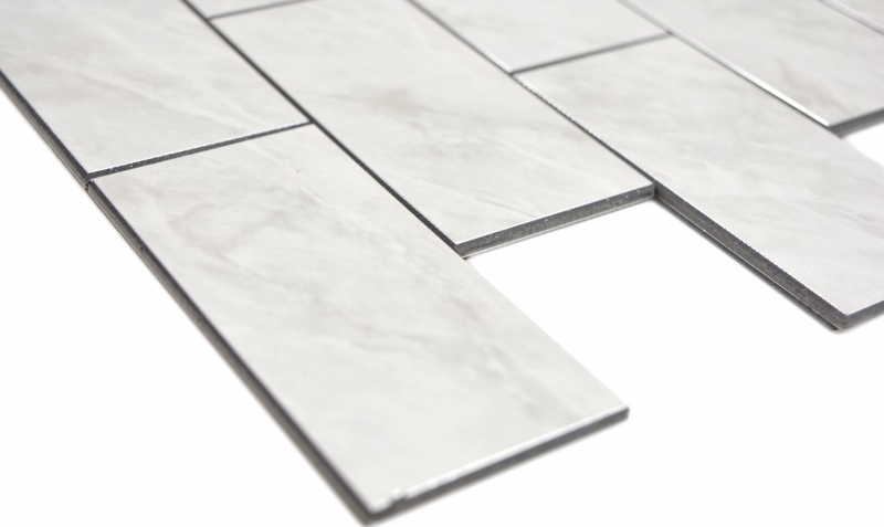 Rectangle AC aspect pierre Carrare Subway Level glossy Carreau de mosaïque murale Miroir de carrelage cuisine salle de bain MOS200-CLG_f