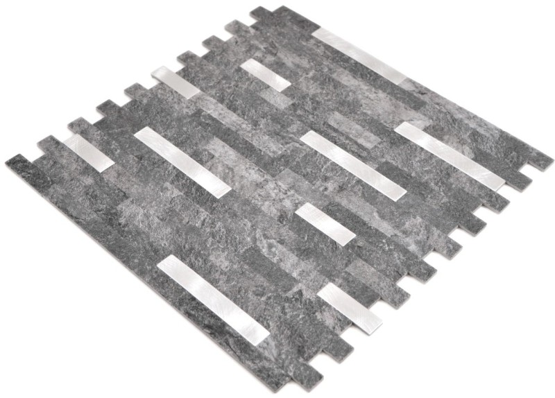 Vinyle composite aspect pierre Black Quartz/Silver Carreau mosaïque mural Cuisine Salle de bain MOS200-22BS_f
