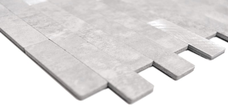 vinyle autocollant bâtonnets de mosaïque aspect pierre quartz ciment gris argent carrelage cuisine mur MOS200-4GS