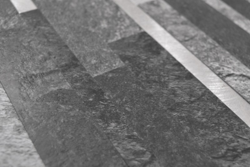 vinyle adhésif bâtonnets de mosaïque aspect pierre quartz anthracite argent miroir carrelage cuisine mur MOS200-32BS