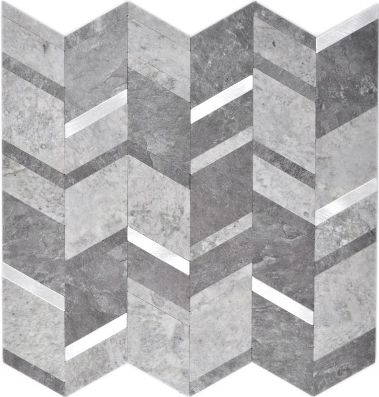 revêtement mural auto-adhésif carrelage vinyle aspect pierre aspect flèche gris anthracite argent MOS200-4CDG