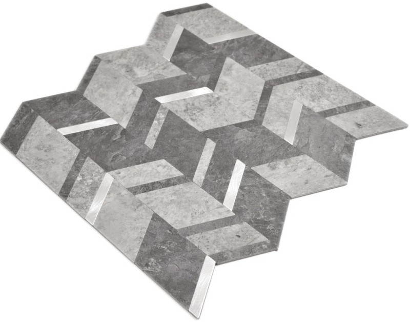 revêtement mural auto-adhésif carrelage vinyle aspect pierre aspect flèche gris anthracite argent MOS200-4CDG