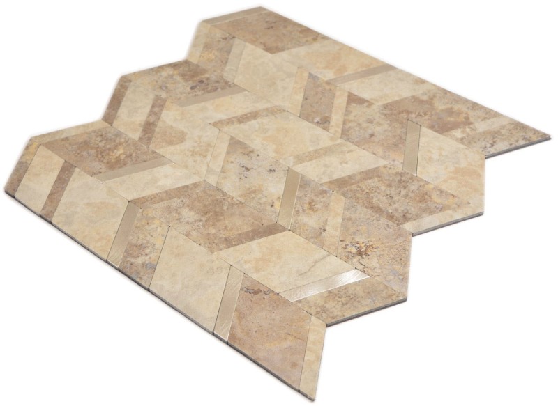 revêtement mural auto-adhésif carrelage vinyle aspect pierre aspect flèche beige argent MOS200-46LBG