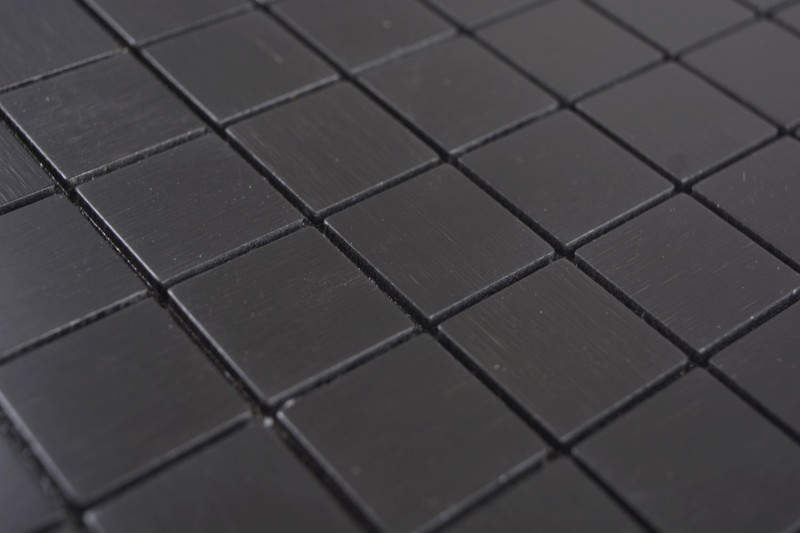 carreau de mosaïque autocollant métal alu noir anthracite mat brossé miroir de carrelage dosseret de cuisine MOS200-L3B