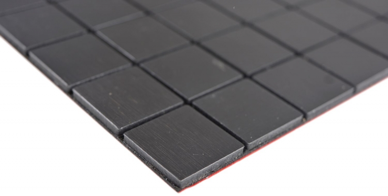 carreau de mosaïque autocollant métal alu noir anthracite mat brossé miroir de carrelage dosseret de cuisine MOS200-L3B