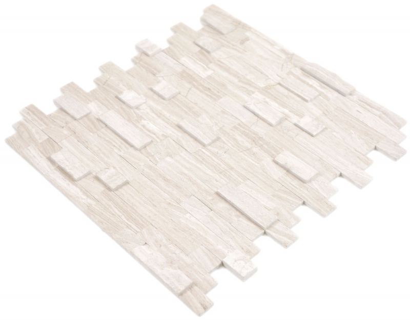 Bâtonnets de mosaïque composite autocollants Pierre naturelle Traverin beige Carrelage Cuisine Aspect mural MOS200-M02