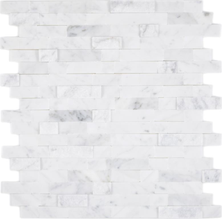 Bâtonnets de mosaïque composite autocollants Pierre naturelle blanche avec optique Carrare Miroir de carrelage Cuisine Optique murale MOS200-M22