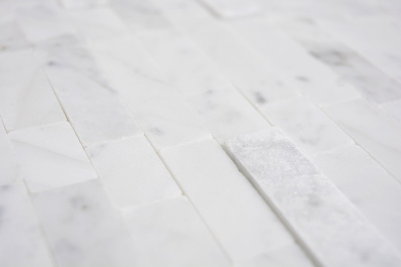 Bâtonnets de mosaïque composite autocollants Pierre naturelle blanche avec optique Carrare Miroir de carrelage Cuisine Optique murale MOS200-M22