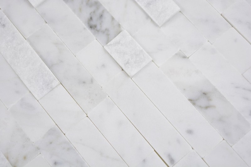 Bâtonnets de mosaïque composite autocollants Pierre naturelle blanche avec optique Carrare Miroir de carrelage Cuisine Optique murale MOS200-M22