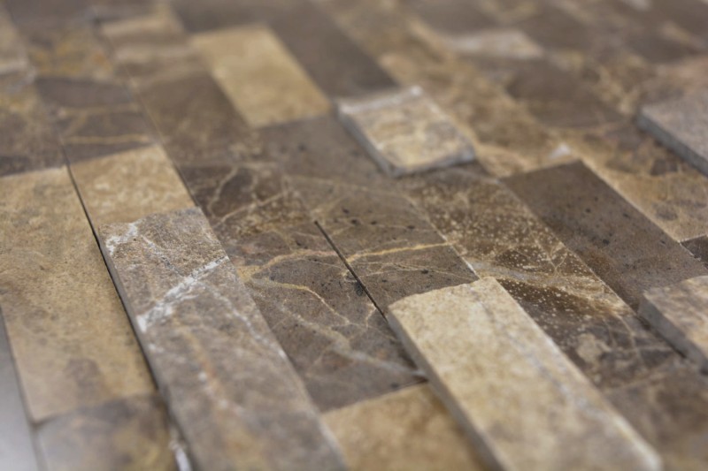 Bâtonnets de mosaïque composite autocollants pierre naturelle emparador brun carrelage cuisine mur optique MOS200-M52