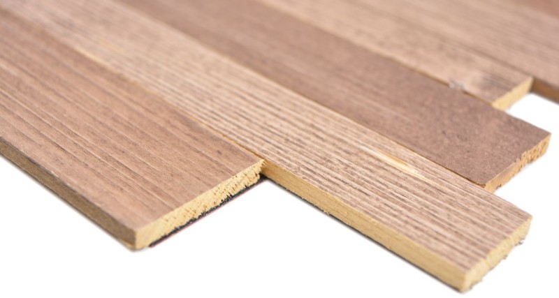panneaux autocollants en bois véritable composite beige brun HSC mur en bois carrelage dosseret de cuisine MOS170-PW1