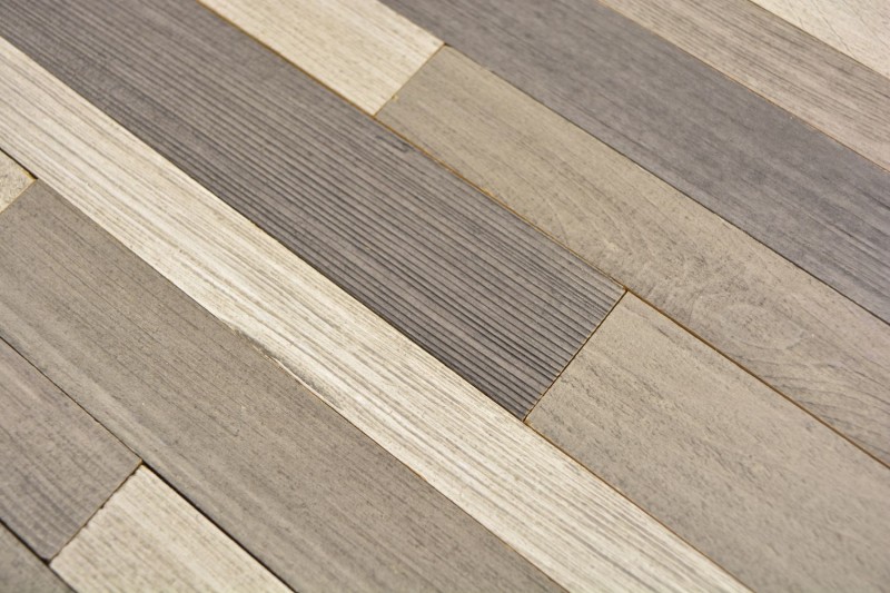 panneaux autocollants en bois véritable composite gris beige HSC mur en bois carrelage dosseret de cuisine MOS170-PW3