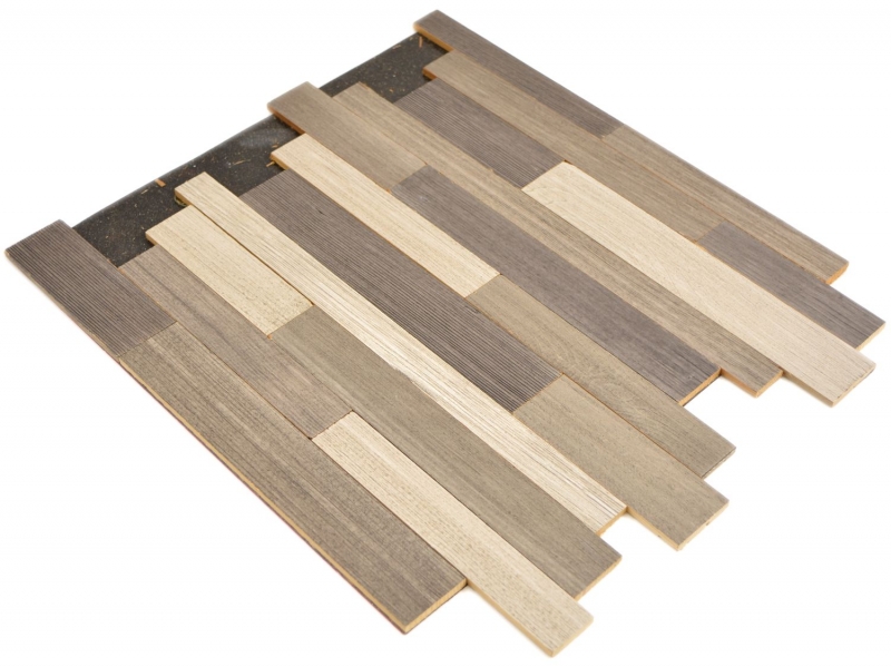 panneaux autocollants en bois véritable composite gris beige HSC mur en bois carrelage dosseret de cuisine MOS170-PW3