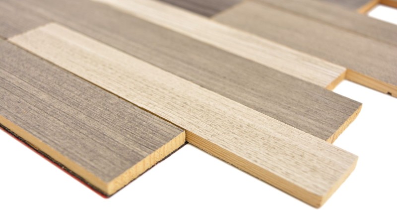 panneaux autocollants en bois véritable composite gris beige HSC mur en bois carrelage dosseret de cuisine MOS170-PW3