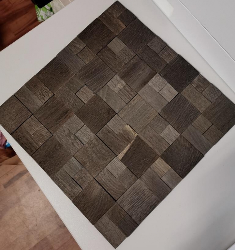 autocollant mosaïque en bois panneau de bois parement brun foncé 3D mur en bois cuisine carrelage