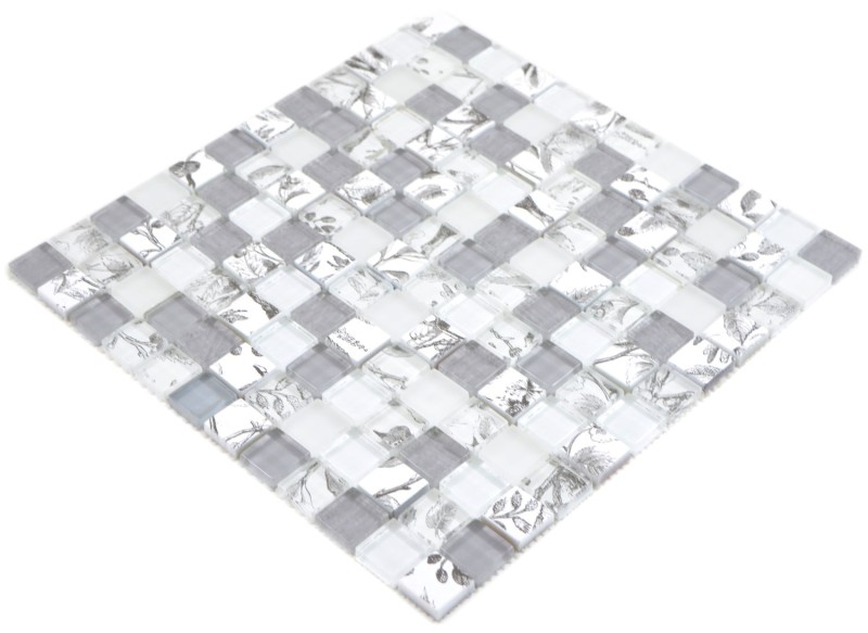 Mosaïque de verre Carreaux de mosaïque Arts and Crafts blanc gris mur carrelage cuisine douche salle de bain MOS74-2000