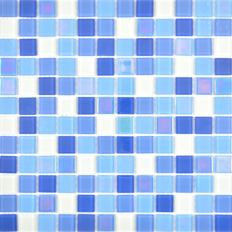 Mosaïque Carreaux Mosaïque de verre fluorescent bleu blanc Carreaux de mosaïque murale Carrelage cuisine douche salle de bain