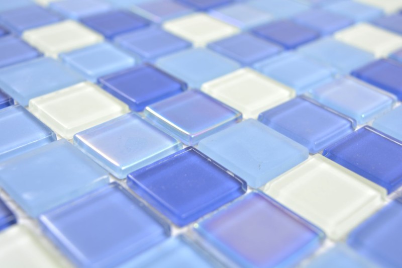 Mosaïque Carreaux Mosaïque de verre fluorescent bleu blanc Carreaux de mosaïque murale Carrelage cuisine douche salle de bain