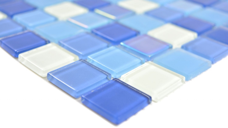 Mosaïque de verre fluorescent bleu blanc Carreau de mosaïque murale Cuisine douche bain MOS88-1006_f