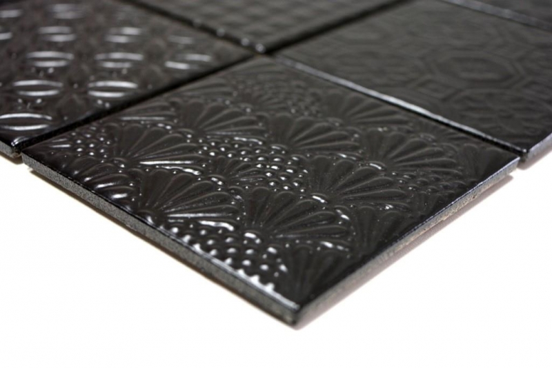 Motif main Retro Vintage Carreau de mosaïque Céramique noir Spirit noir MOS22B-1403_m