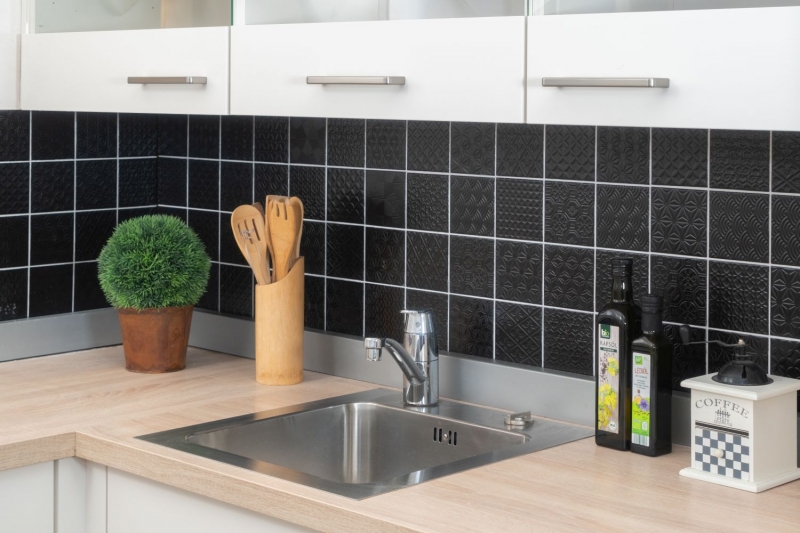 Motif main Retro Vintage Carreau de mosaïque Céramique noir Spirit noir MOS22B-1403_m