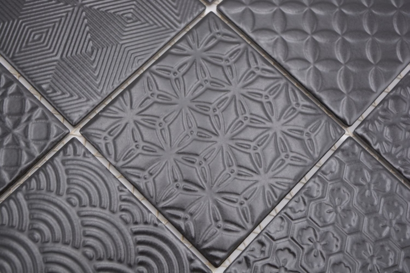 Motif main Retro Vintage Carreau de mosaïque Céramique noir Spirit noir MOS22B-1403_m