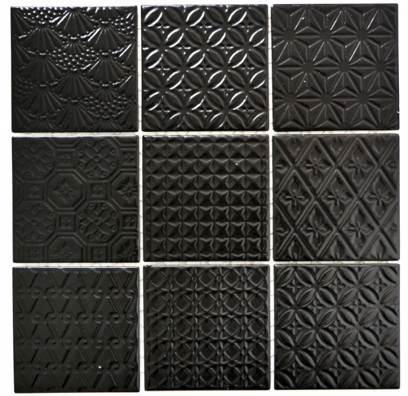 Motif main Retro Vintage Carreau de mosaïque Céramique noir Spirit noir MOS22B-1403_m
