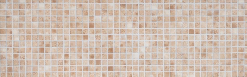 Motif main Carreau de mosaïque Rétro Vintage Mosaïque céramique beige marron Dos de cuisine MOS18D-1412_m