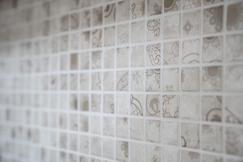 Motif main Carreau de mosaïque Rétro Vintage Mosaïque céramique grise Kaki Carrelage MOS18D-1402_m