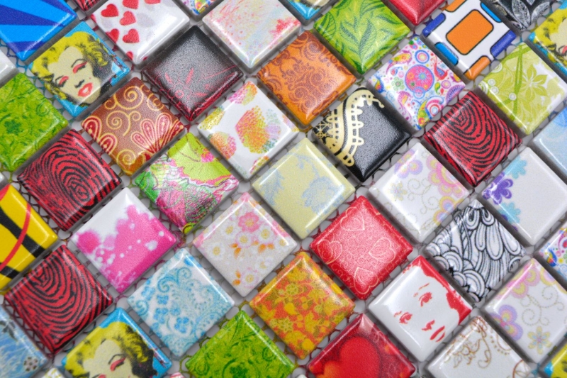 Motif main mosaïque colorée rétro vintage POP UP Marilyn Monroe céramique MOS18D-1605_m