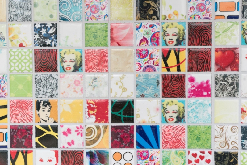 Motif main mosaïque colorée rétro vintage POP UP Marilyn Monroe céramique MOS18D-1605_m