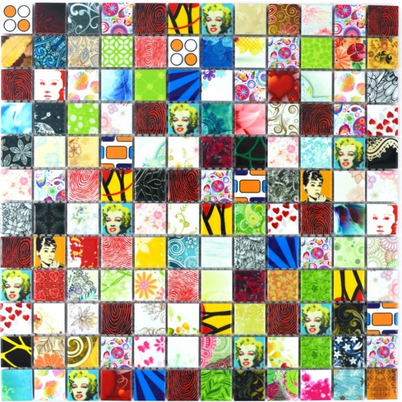 Motif main mosaïque colorée rétro vintage POP UP Marilyn Monroe céramique MOS18D-1605_m