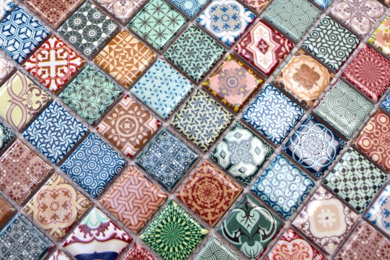 Motif main mosaïque multicolore aspect espagnol rétro vintage mosaïque céramique MOS18D-1616_m